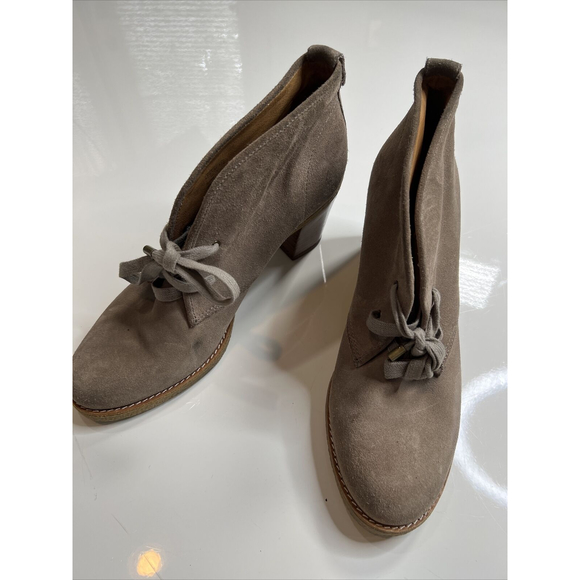Coach Nikol Tan Suede Block Heel Lace-up Ankle Bootie Boho A080722 - Picture 1 of 6